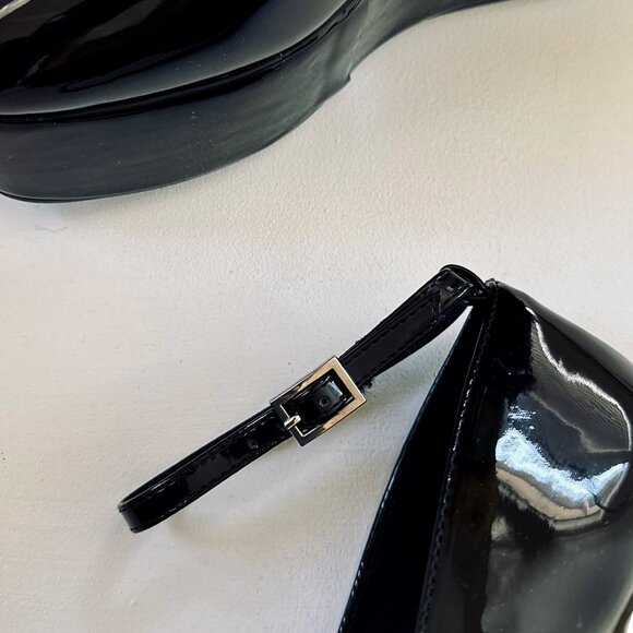 NEW🔥 Retro Faux Patent Leather Platform Wedge Heel Shoes Ankle Strap Closed Toe - Picture 5 of 6